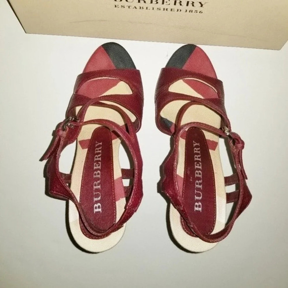 Burberry 36.5 Criss-cross Leather Platform‎ Sandals Made In Italy - Picture 3 of 15